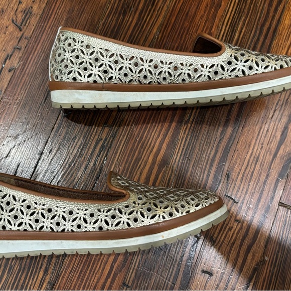 Spring Step Latiste Tulisa Gold Metallic Leather Loafer Flat Sz 39 Handmade - Picture 2 of 8